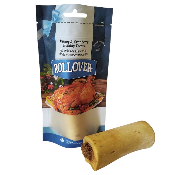 Rollover Premium Stuffed Bone Turkey & Cranberry Dog Treats, Small, 1-pk (Size:  Small, 1-pk)