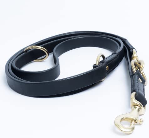 Angel Leather Multi-Function Dog Leash, Black, 84-in x 0.75-in