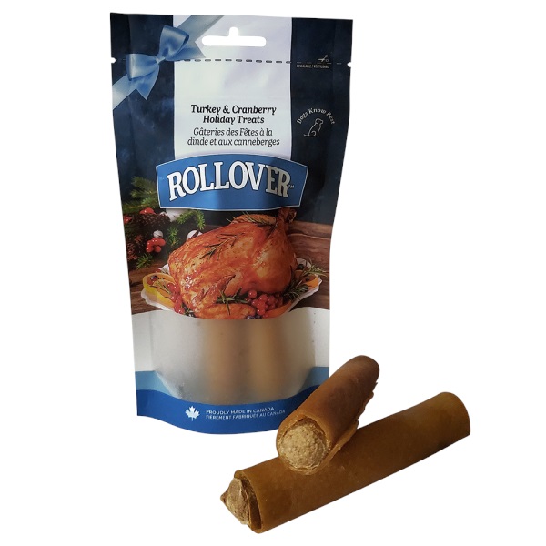 Rollover Premium Stuffed Pork Rolls Turkey & Cranberry Dog Treats, Small, 2-pk (Size:  Small, 2-pk)