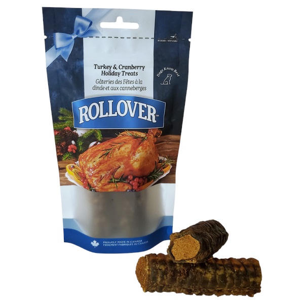 Rollover Premium Chewbies Turkey & Cranberry Dog Treats, Small, 2-pk