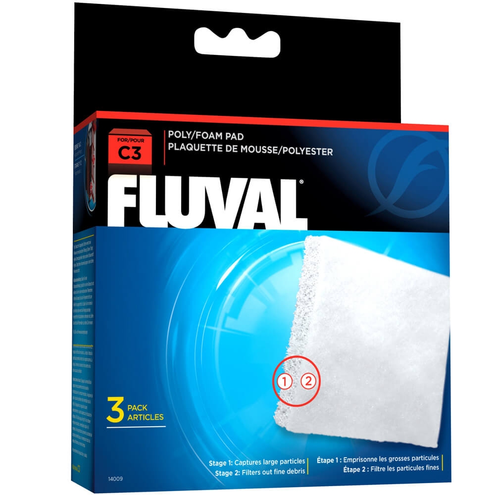 Fluval C3 Poly/Foam Pad Filter Media, 3 count