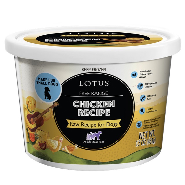 Lotus Free Range Chicken Raw Frozen Dog Food, 17-oz