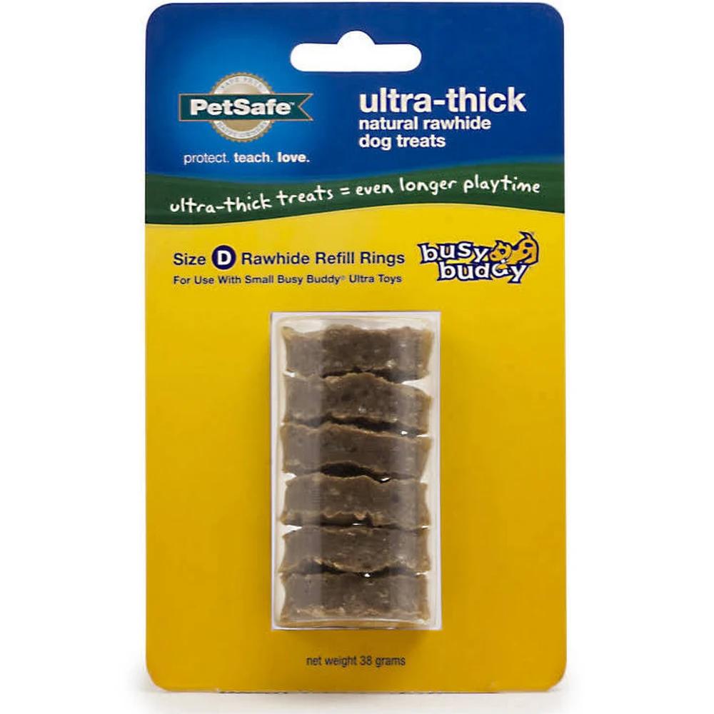 PetSafe Sportsmen Ultra-Thick Natural Rawhide Rings Dog Toy, Size D