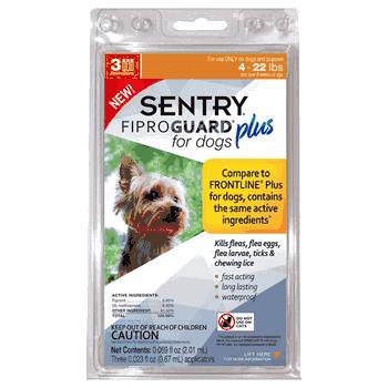 Sentry FiproGuard Flea & Tick Squeeze-On for Dogs (4-22-lb), 3-pk (Size: 3-pk)