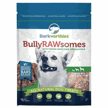 Barkworthies Bully Rawsomes Freeze-Dried Apple & Kale Dog Treats, 4-oz (Size: 4-oz)