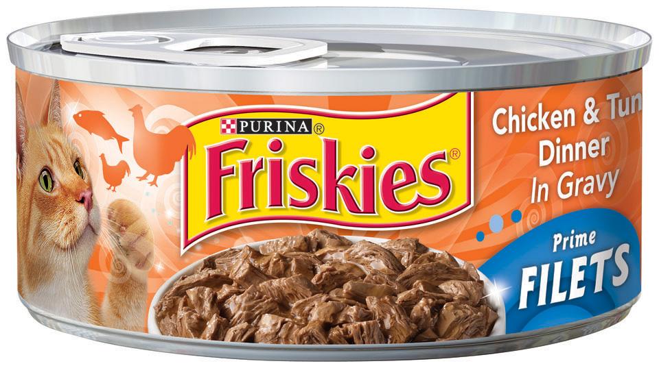 Friskies Prime Filets Chicken & Tuna Dinner in Gravy Canned Cat Food,  5.5-oz