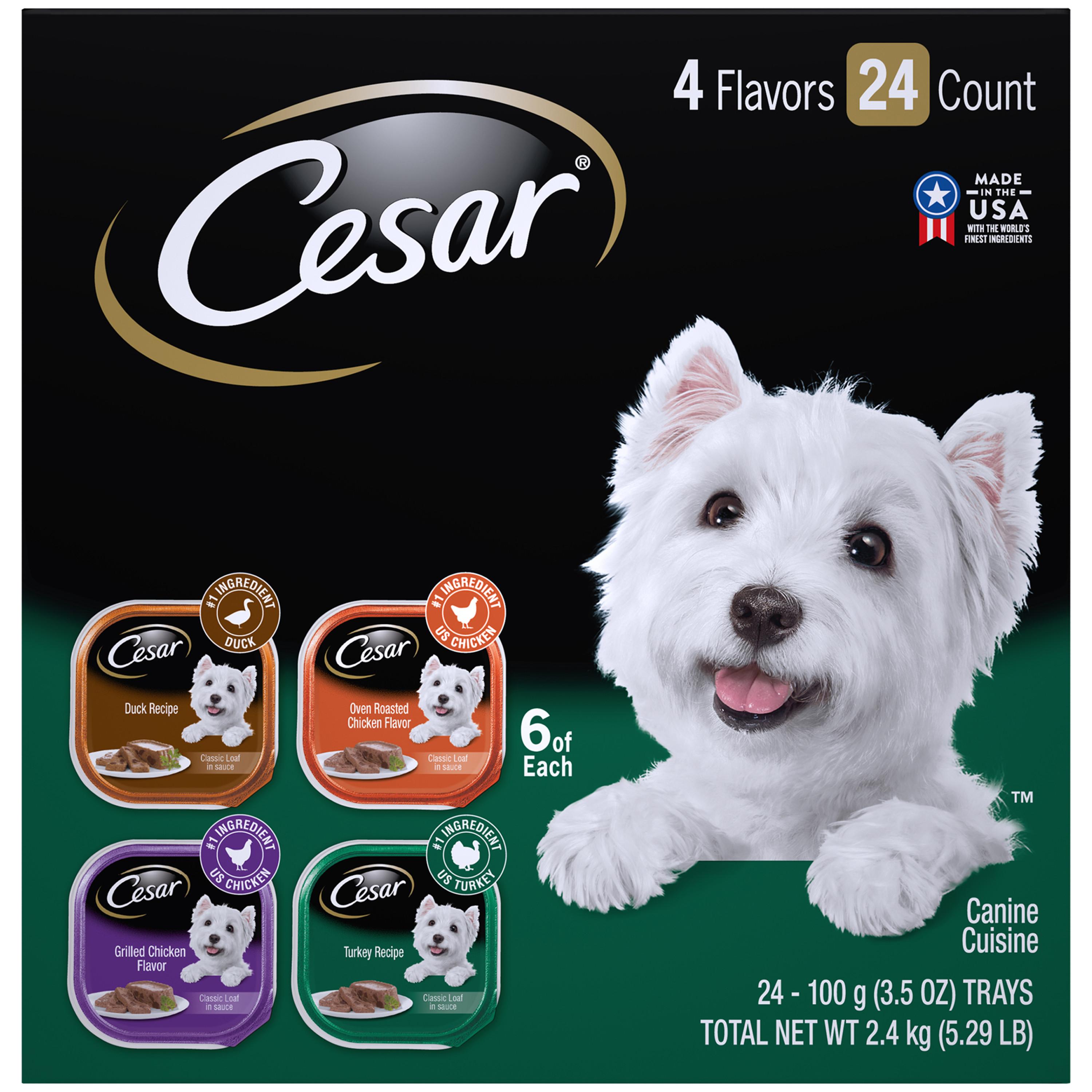 Cesar Classics Poultry Variety Pack Wet Dog Food Trays, Duck, Grilled Chicken, Over Roasted Chicken, and Turkey Flavors