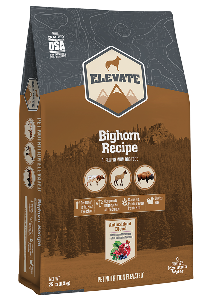 Elevate Bighorn Bovine Recipe Super Premium Grain-Free Dry Dog Food, 25-lb