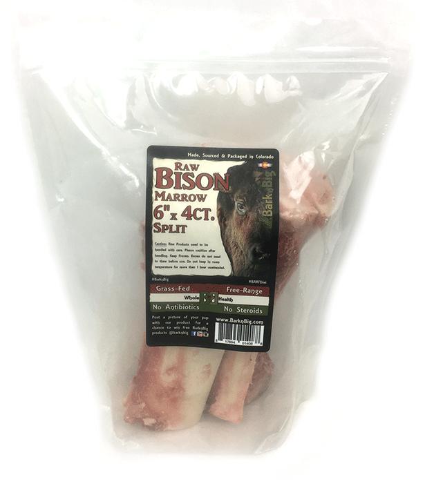 BarknBig Frozen Raw Bison Split Marrow, 6-in, 4-count