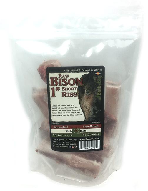 BarknBig Frozen Raw Bison Ribs, 1-pounds