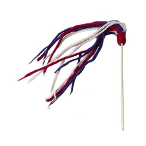 Dharma Dog Karma Cat Multi-Strand Wool Teaser Cat Toy, Red White & Blue, 12-in