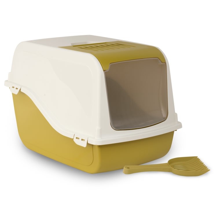 Bergamo Ariel Dome Cat Litter Box, Mustard, 57 x 39 x 38-cm (Size: 57 x 39 x 38-cm)