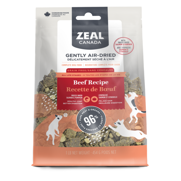 Zeal Canada Beef, Salmon & Pumpkin Grain-Free Air-Dried Dog Food, 454-gram