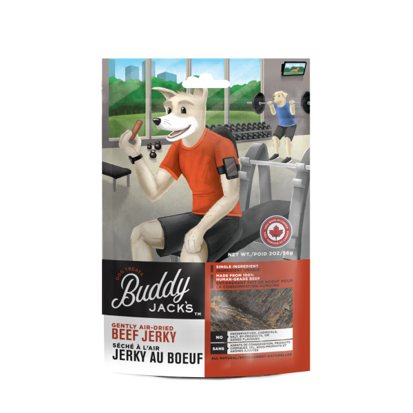 Buddy Jack's Beef Jerky Grain-Free Air-Dried Dog Treats, 56-gram