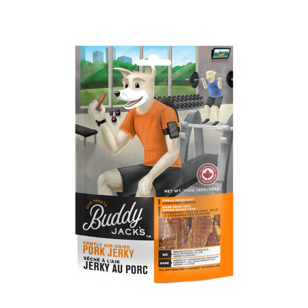 Buddy Jack's Pork Jerky Grain-Free Air-Dried Dog Treats, 396-gram