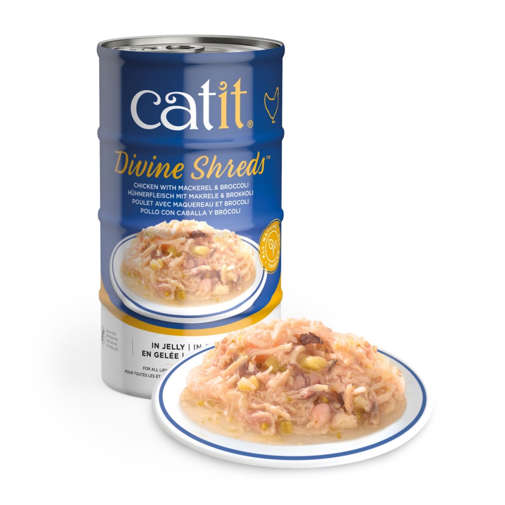 Catit Divine Shreds in Jelly, Chicken with Mackerel & Broccoli