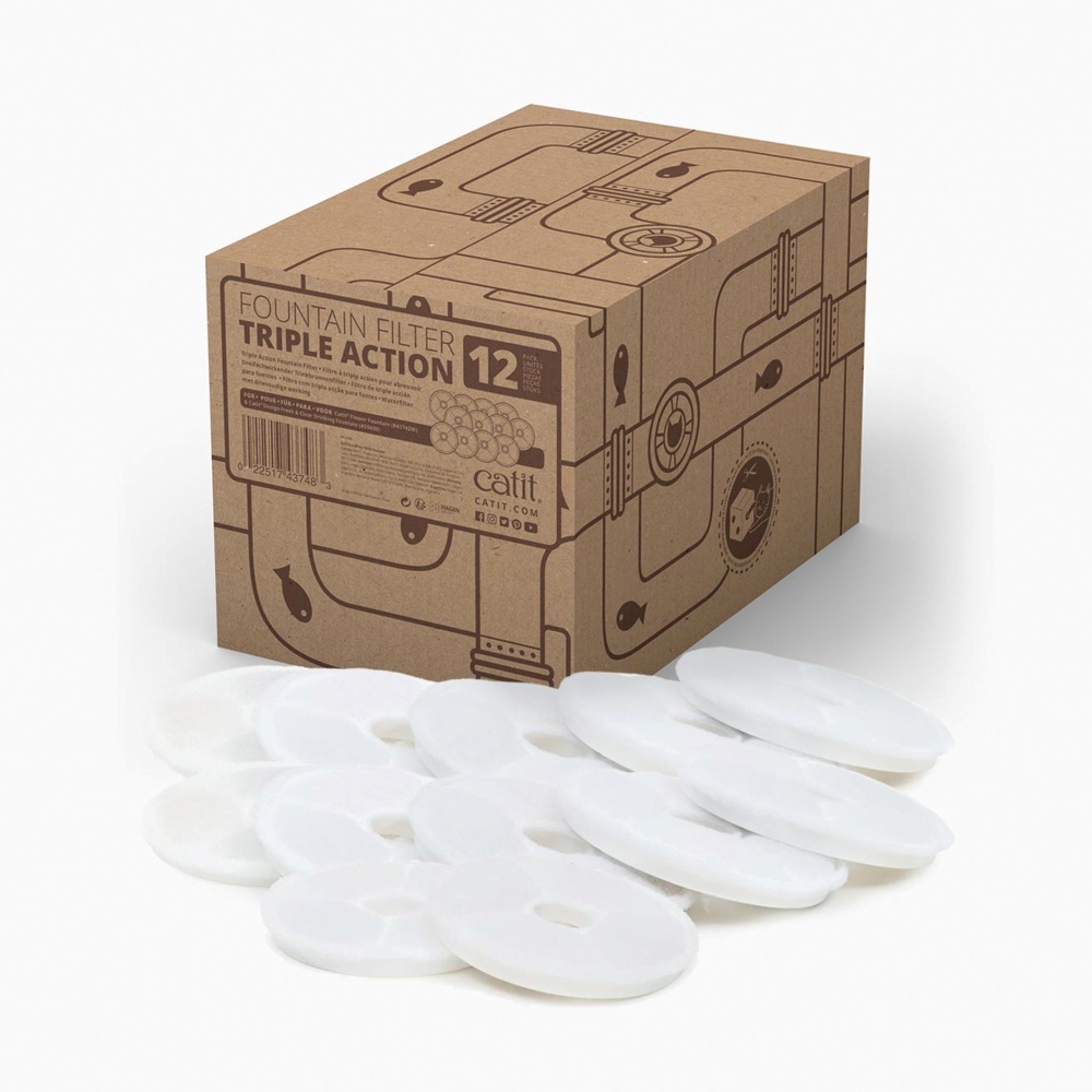 Catit Fountain Triple Action Filters, 12-pack
