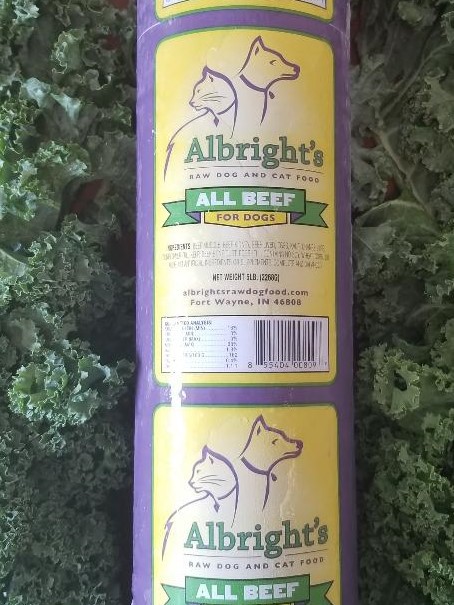 Albright's All Beef Raw Frozen Dog Food, 5-lb chub