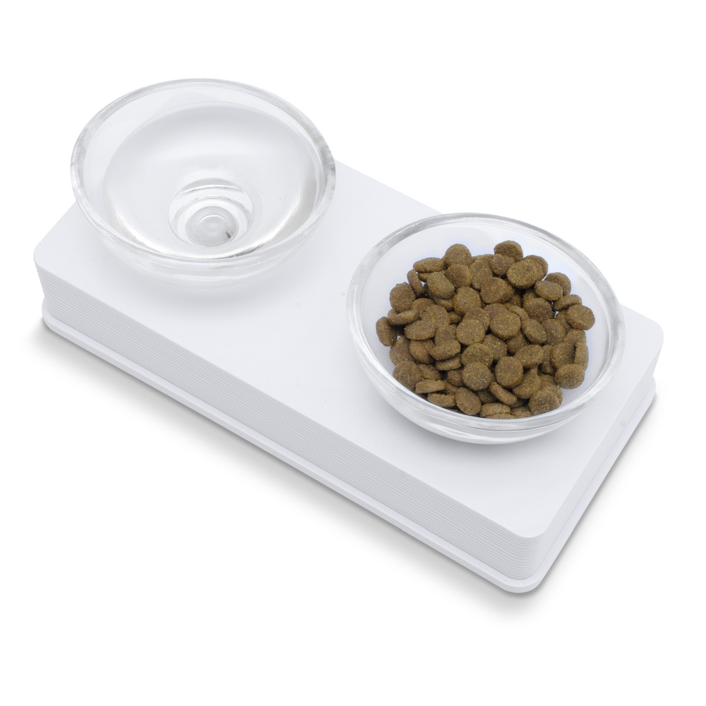 Catit Design Double Glass Diner Cat Bowl, White