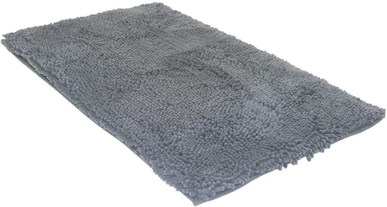 Messy Mutts Non-Slip Chenille Microfiber Pet Drying Mat & Towel, Grey, Large (**)