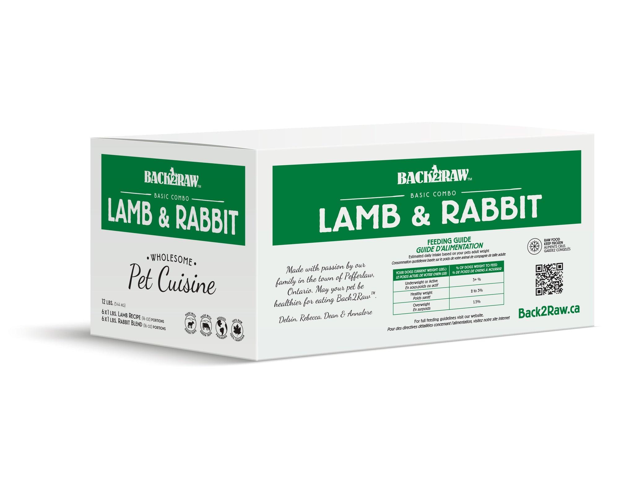 Back2Raw Basic Combo Lamb & Rabbit Raw Frozen Dog Food, 12-lb