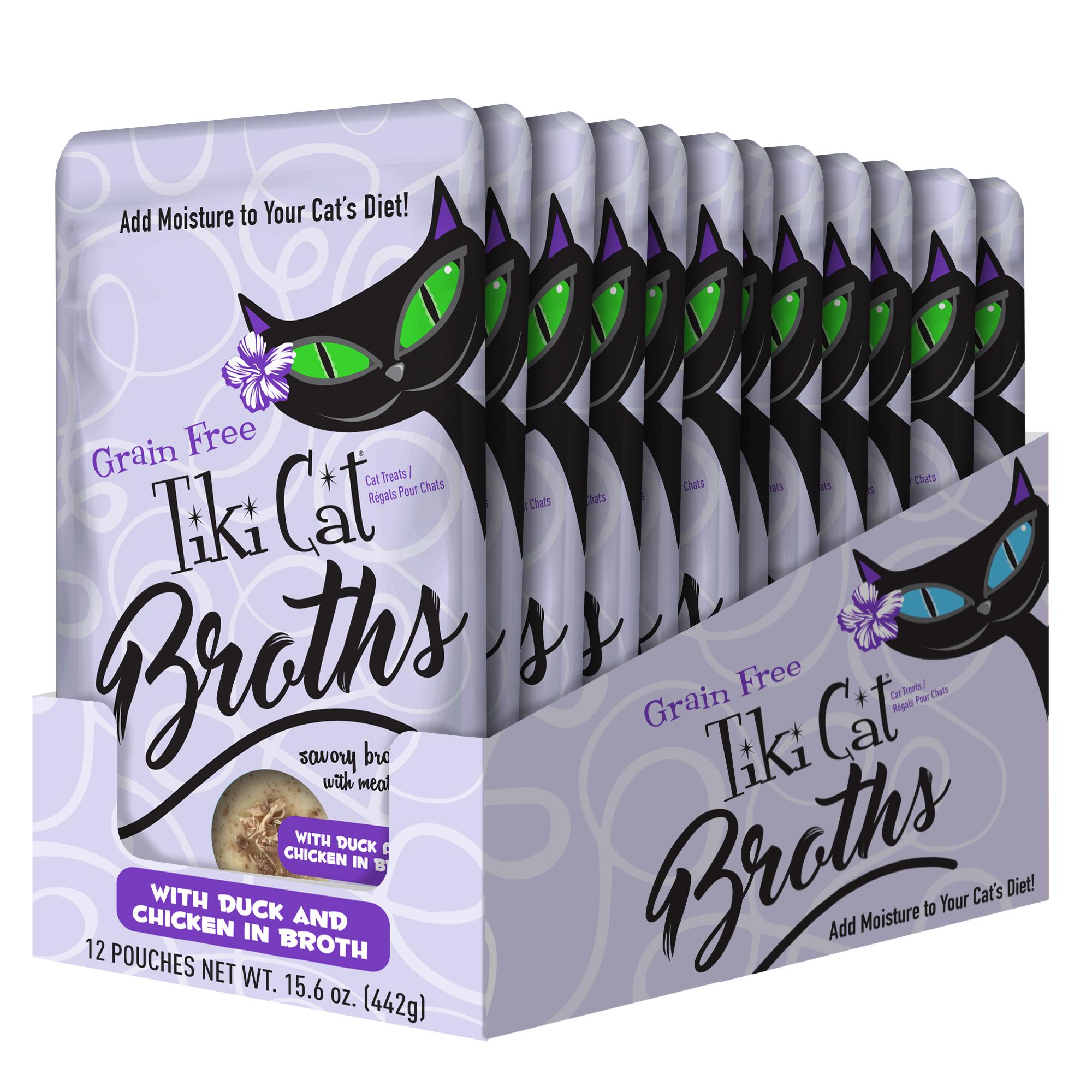 Tiki Cat Born Carnivore Broths Duck & Chicken in Broth Wet Cat Food Topper Pouch, 1.3-oz, case of 12 (**)