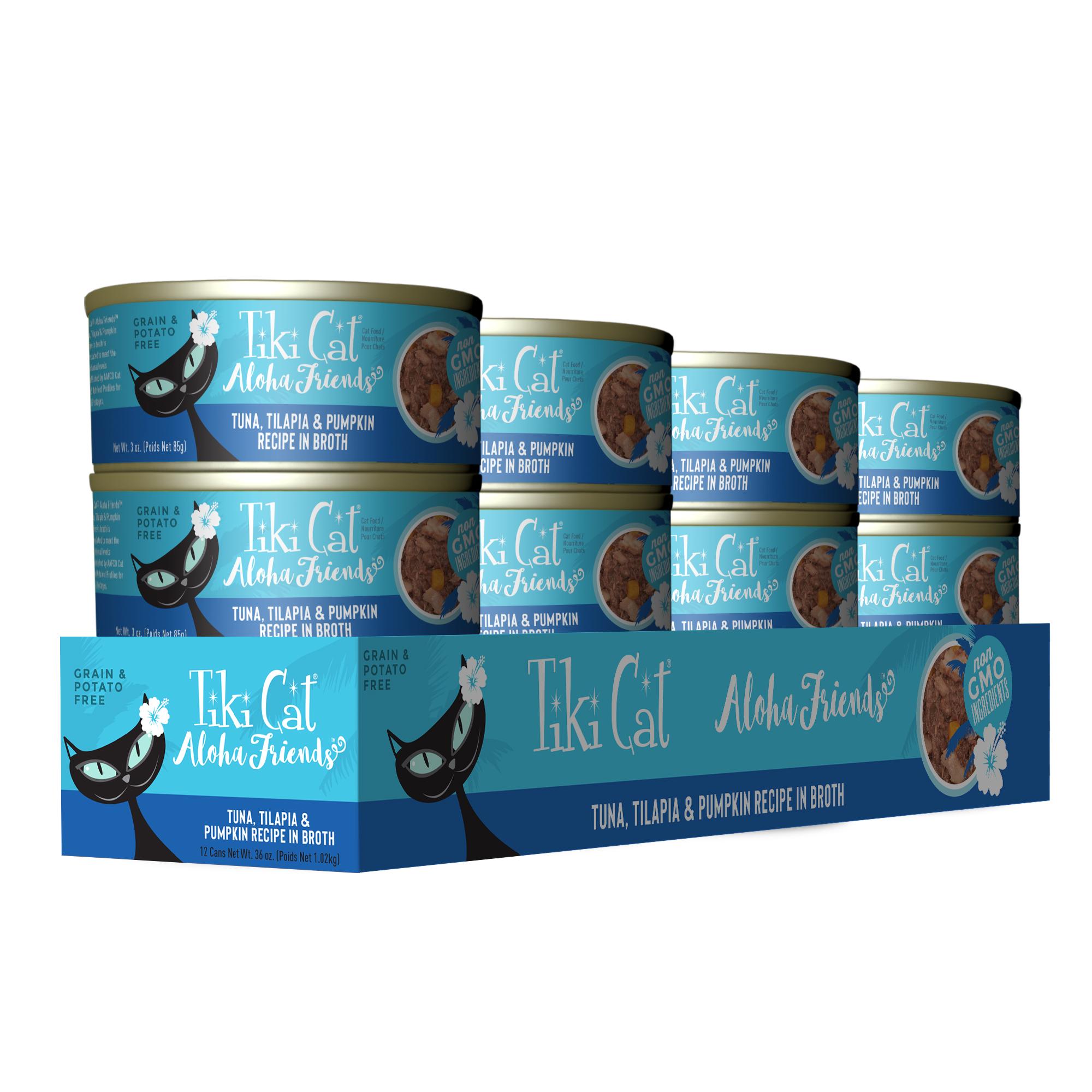Tiki Cat Aloha Friends Tuna with Tilapia & Pumpkin Wet Cat Food, 3-oz can, case of 12 (**)