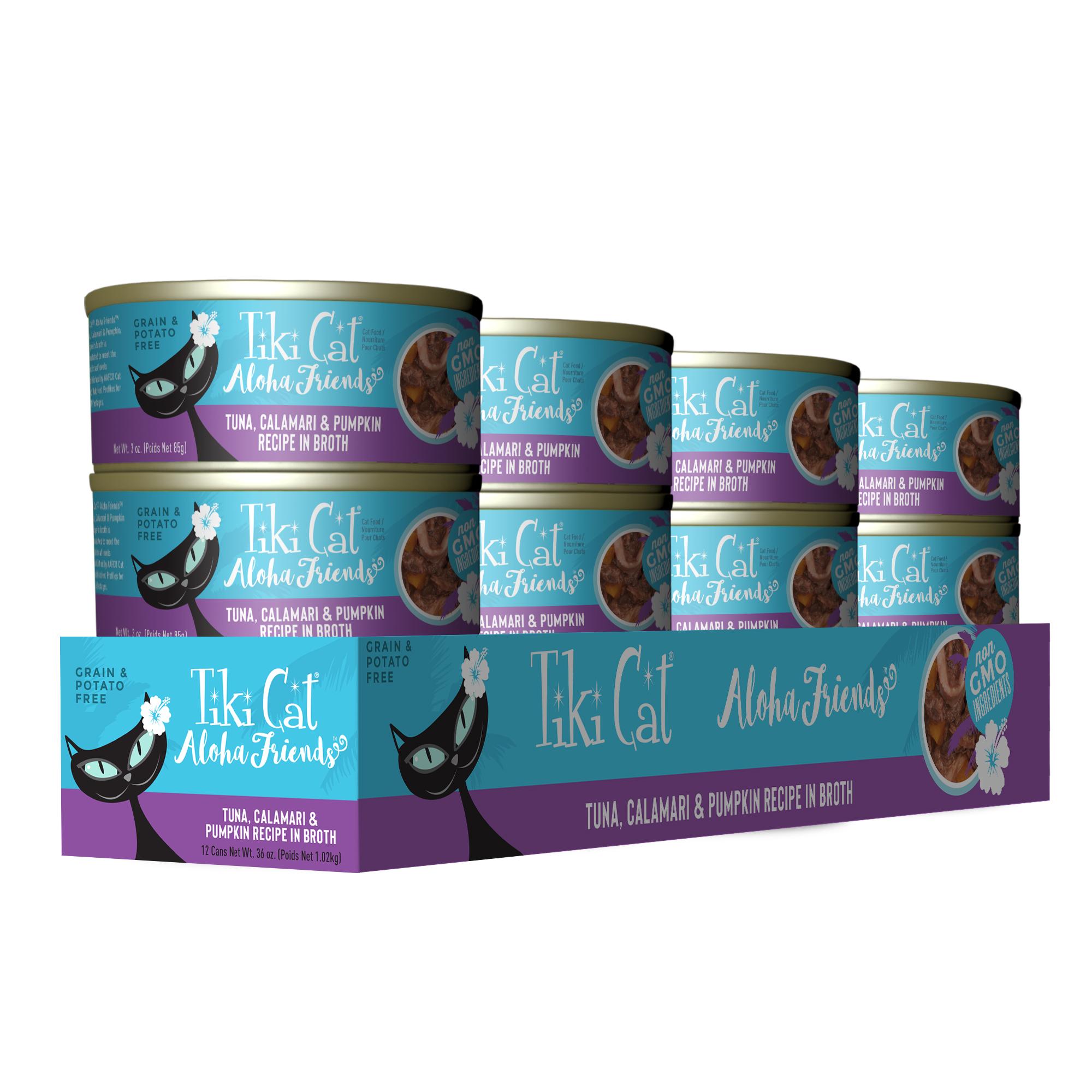 Tiki Cat Aloha Friends Tuna with Calamari & Pumpkin Wet Cat Food, 3-oz can, case of 12 (**)