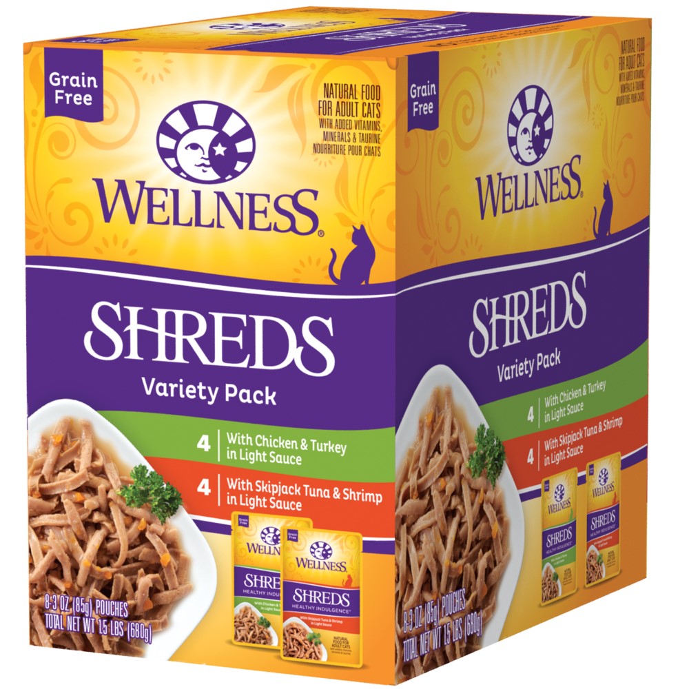 Wellness Healthy Indulgence Grain-Free Shreds Variety Pack Wet Cat Food Pouch