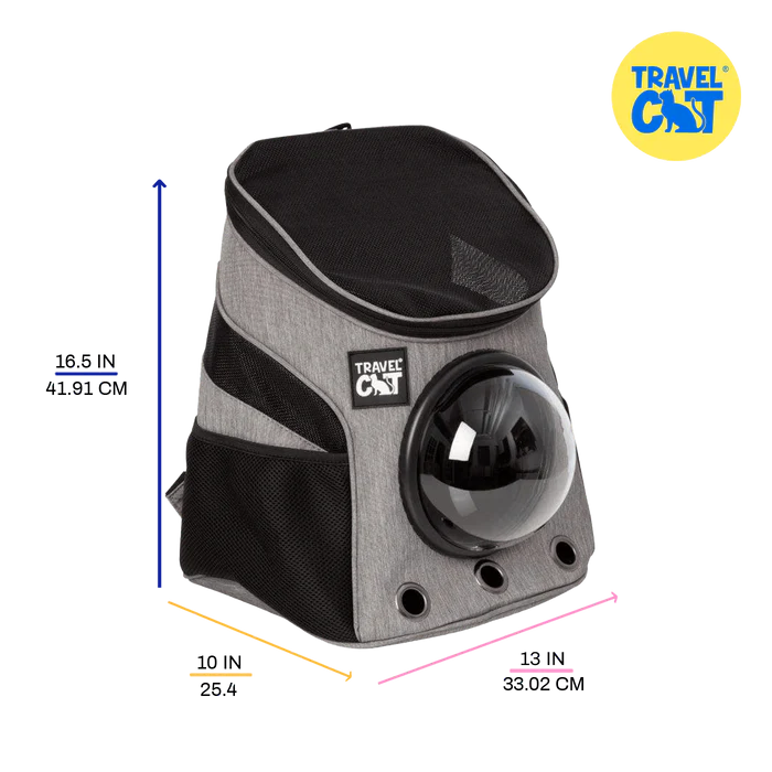 Travel Cat The Fat Cat Backpack for Mini Cats, Heather Grey