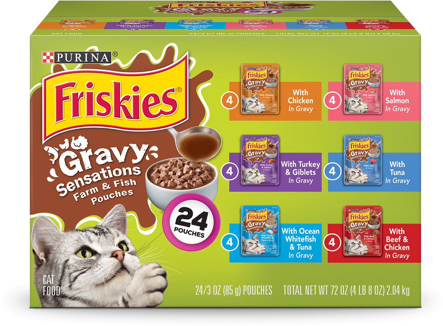 Friskies Gravy Sensations Pouch Favorites Cat Food Pouches,  3-oz pouch, 12-pack