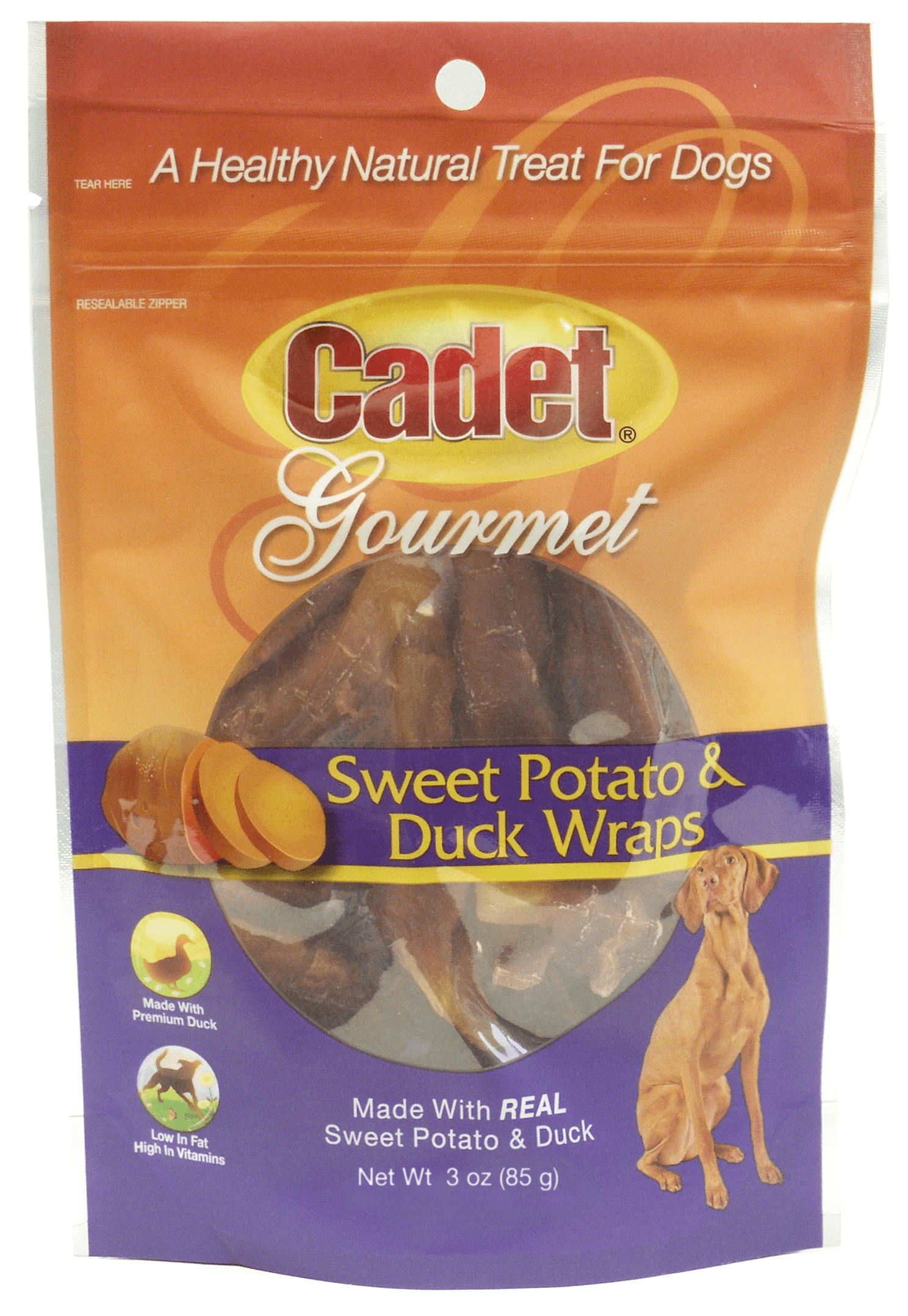 Cadet Gourmet Sweet Potato & Duck Wrap Dog Treats, 3-oz