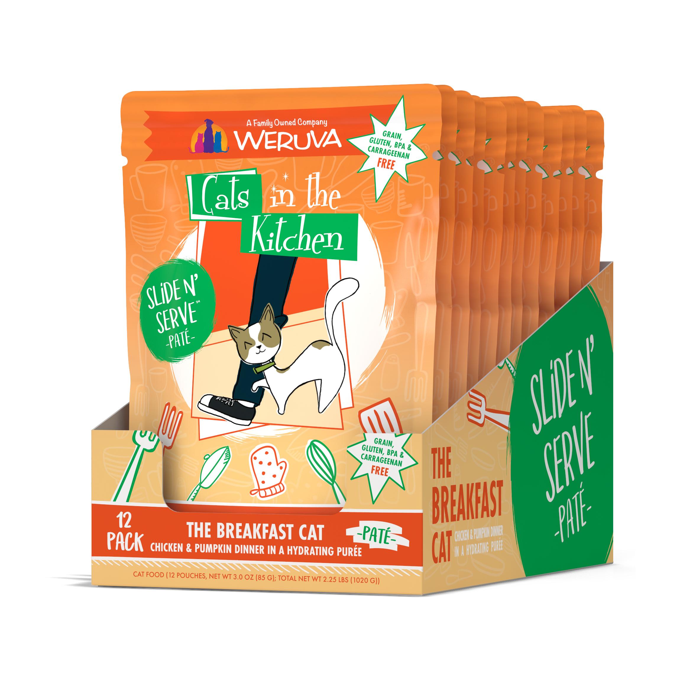 Weruva Cats In The Kitchen Pate The Breakfast Cat Chicken & Pumpkin Dinner in Puree Grain-Free Wet Cat Food Pouch, 3-oz, case of 12 (**)