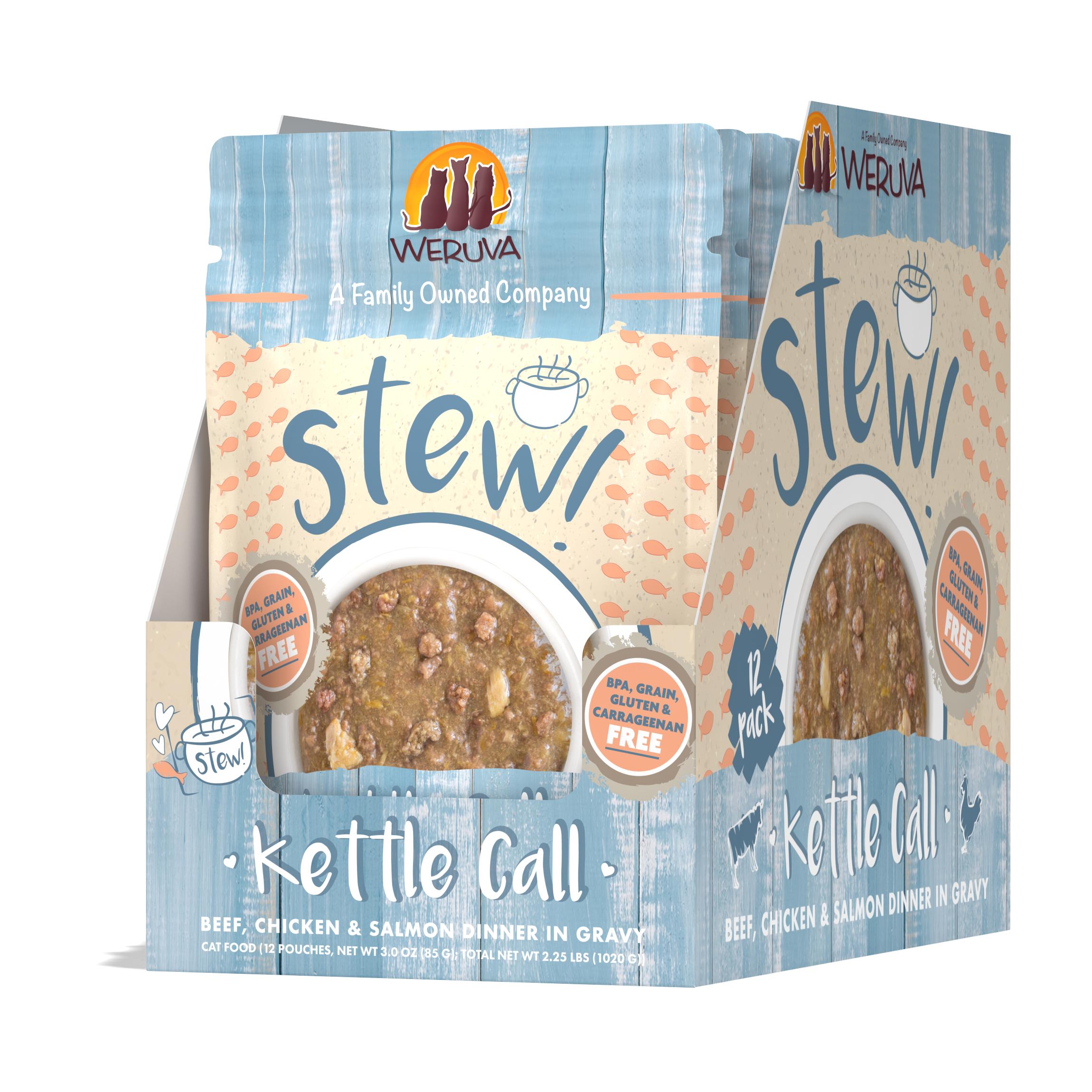 Weruva Cat Stew! Kettle Call Beef, Chicken & Salmon Dinner in Gravy Wet Cat Food, 3-oz, case of 12 (**)
