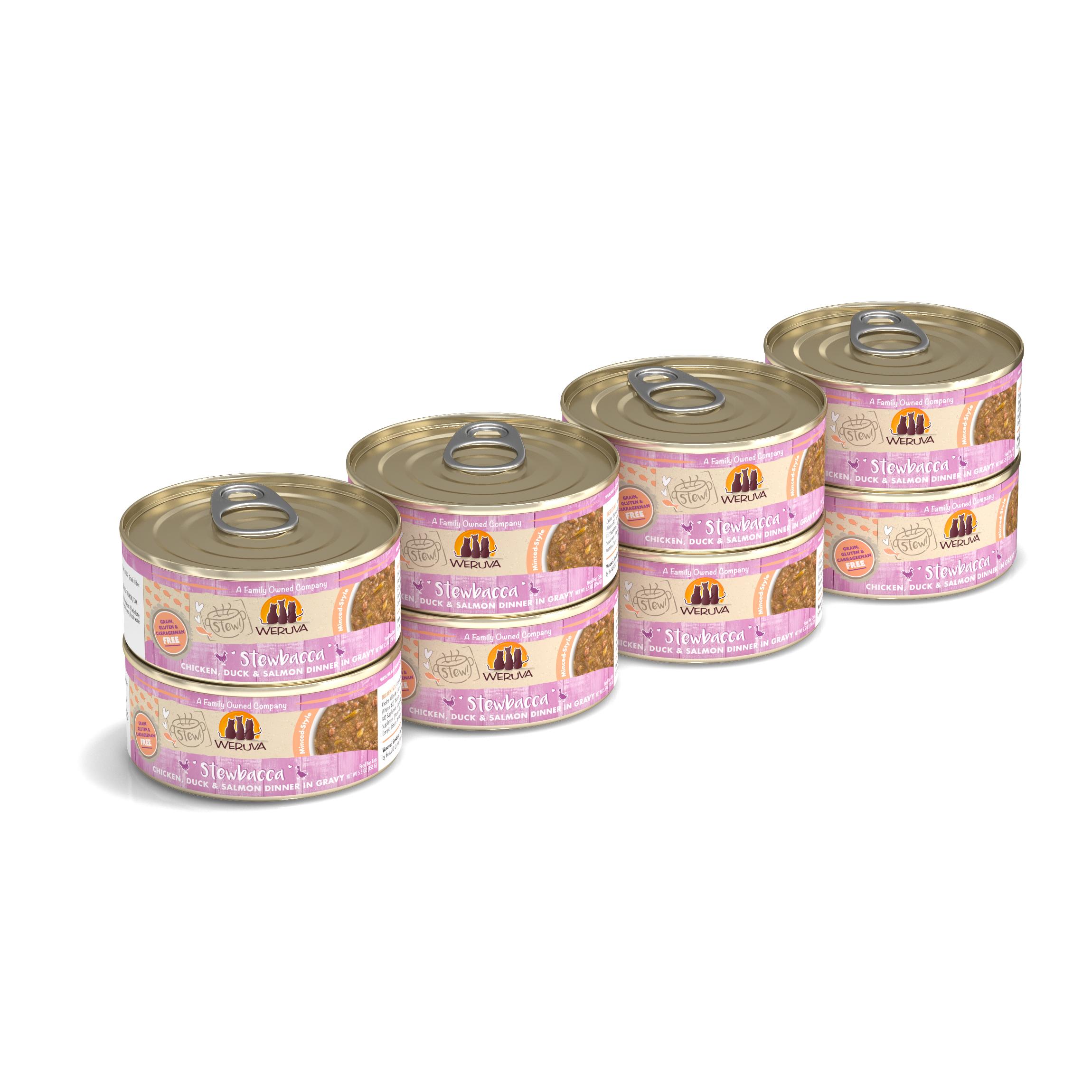 Weruva Cat Stew! Stewbacca Chicken, Duck & Salmon Dinner in Gravy Wet Cat Food, 5.5-oz. case of 8 (**)