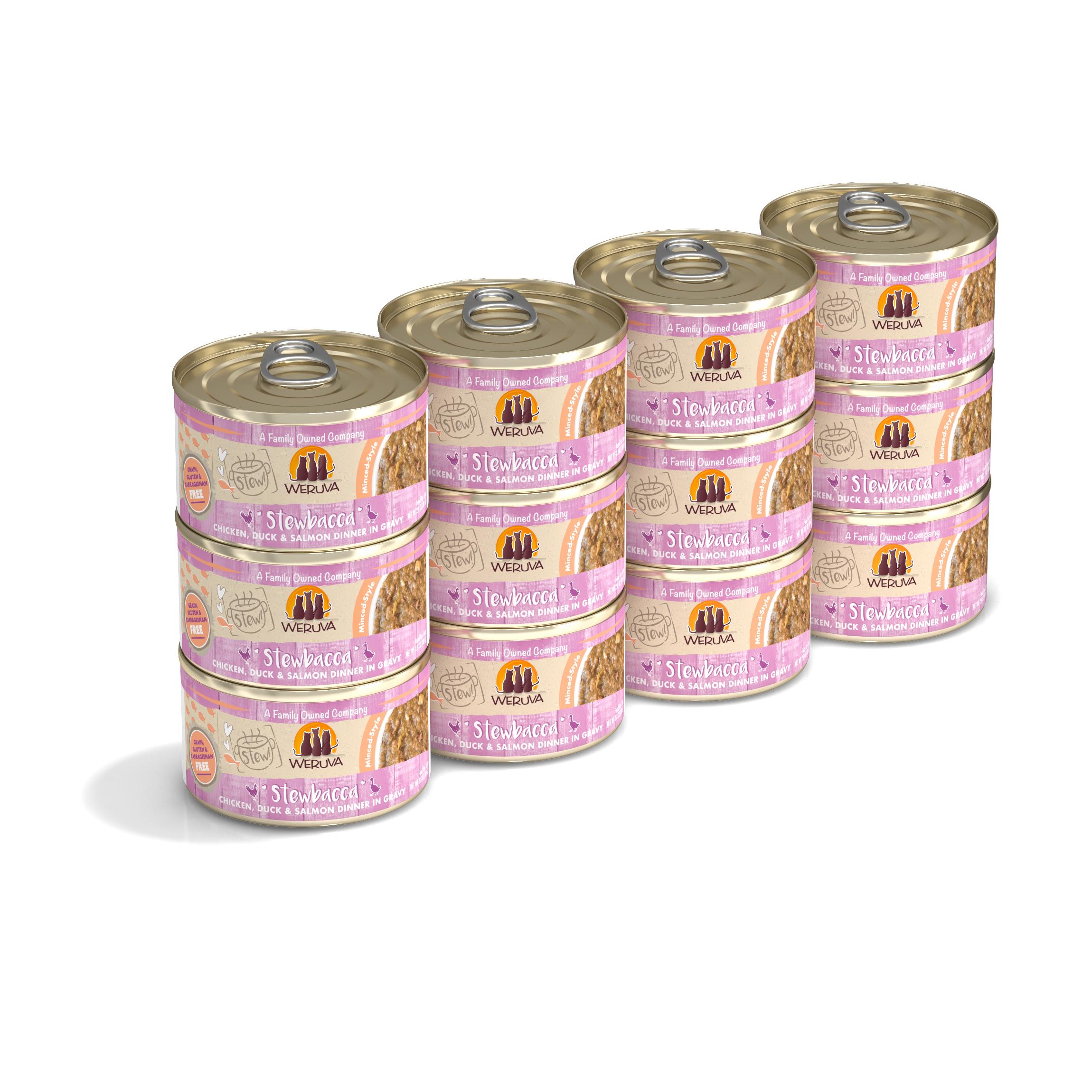 Weruva Cat Stew! Stewbacca Chicken, Duck & Salmon Dinner in Gravy Wet Cat Food, 2.8-oz, case of 12 (**)