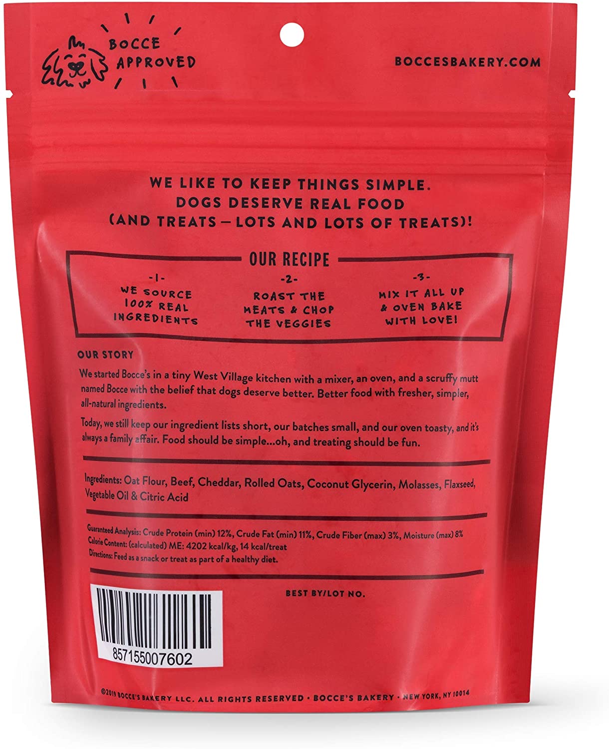 Bocce's Bakery Everyday Say Moo Beef & Cheddar Recipe Soft & Chewy Dog Treats, 6-oz