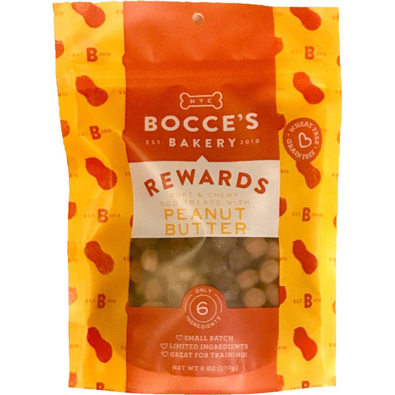 Bocce's Bakery Rewards Grain-Free Peanut Butter Soft & Chewy Dog Treat, 6-oz