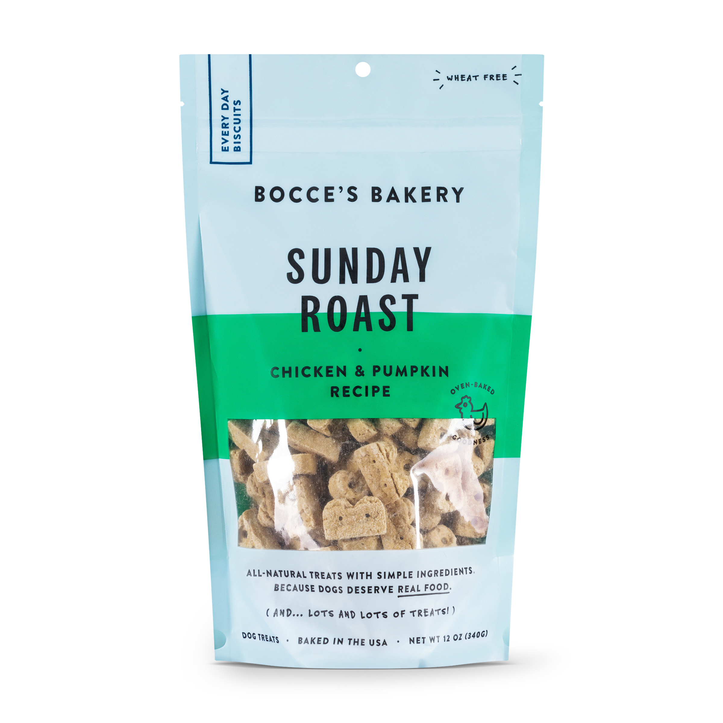 Bocce's Bakery Everyday Sunday Roast Chicken & Pumpkin Recipe Biscuit Dog Treats, 12-oz