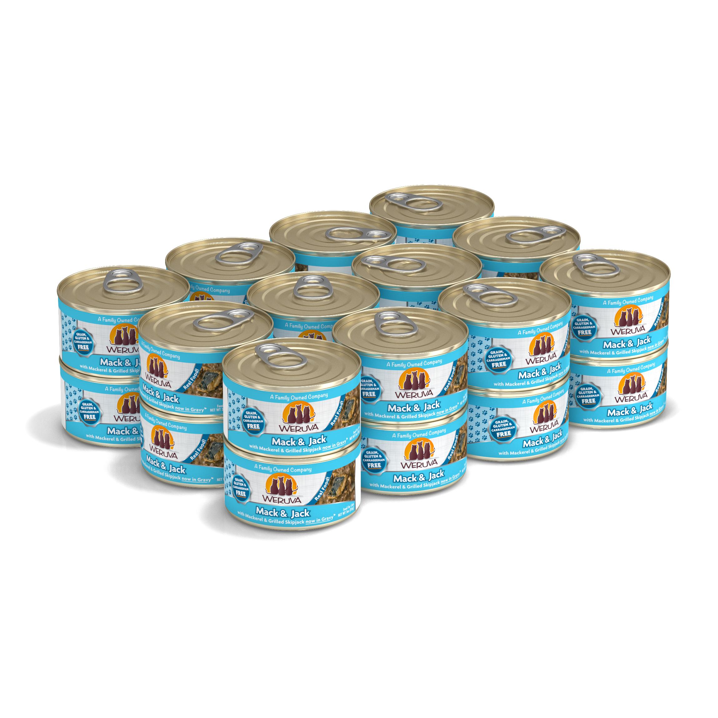 Weruva Cat Classic Mack and Jack with Mackerel & Grilled Skipjack Grain-Free Wet Cat Food, 3-oz, case of 24 (**)