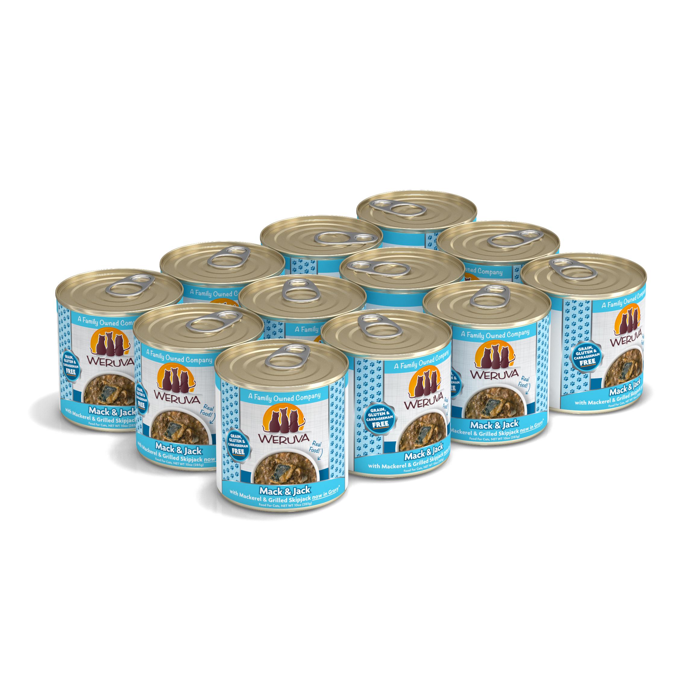 Weruva Cat Classic Mack and Jack with Mackerel & Grilled Skipjack Grain-Free Wet Cat Food, 10-oz, case of 12 (**)