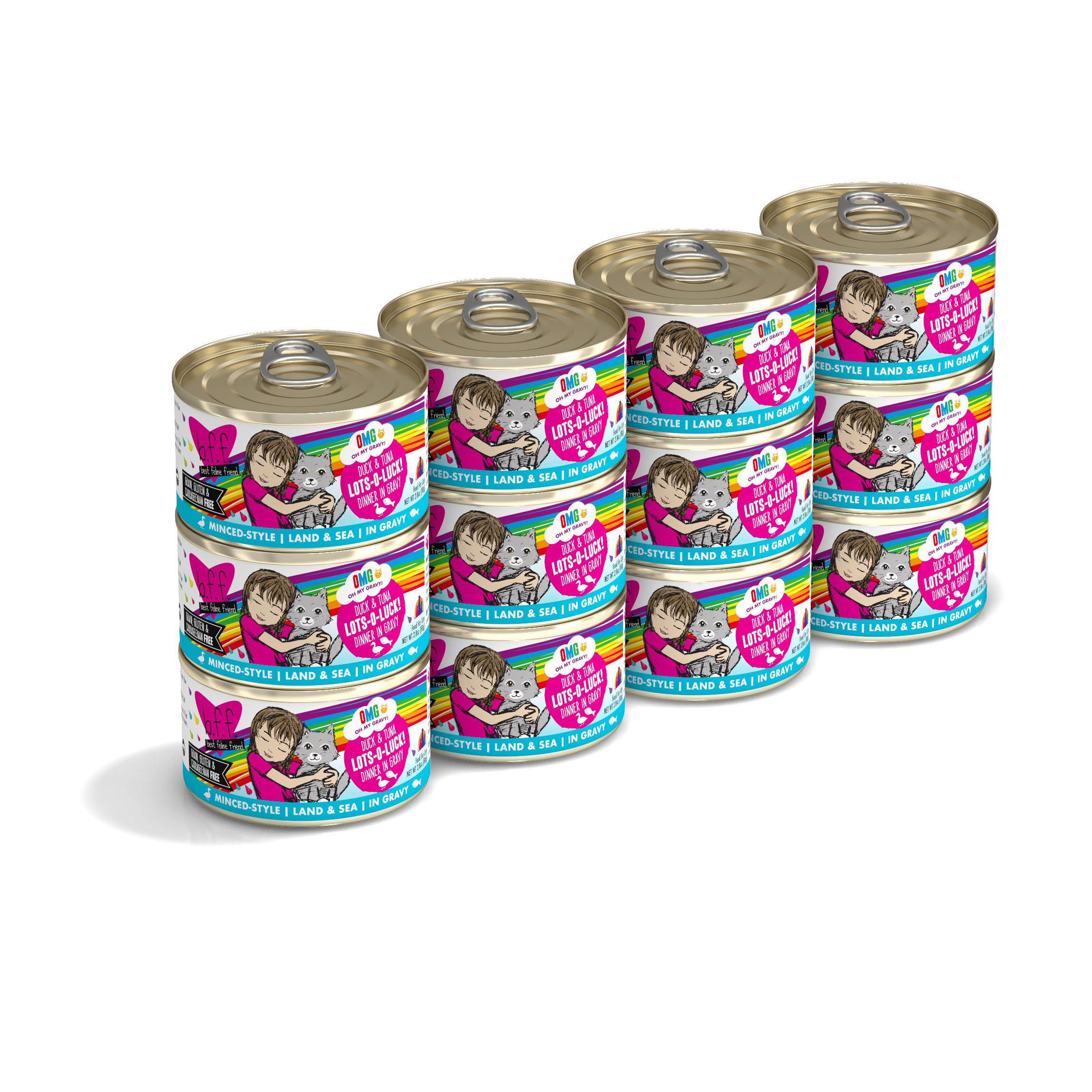 BFF Oh My Gravy! Lots-O-Luck! Duck & Tuna Dinner in Gravy Grain-Free Wet Cat Food, 2.8-oz, case of 12 (**)