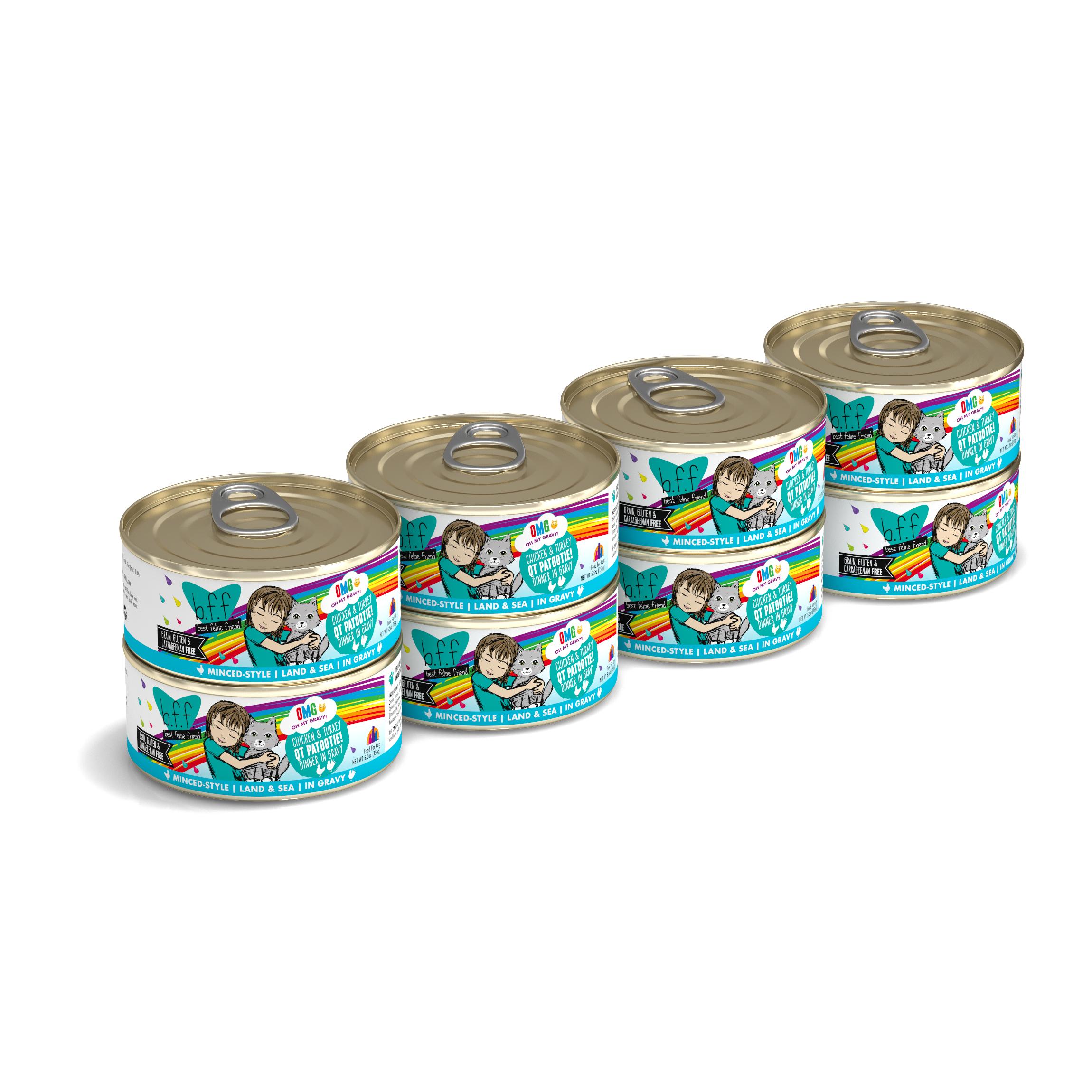 BFF Oh My Gravy! QT Patootie! Chicken & Turkey Dinner in Gravy Grain-Free Wet Cat Food, 5.5-oz, case of 8 (**)
