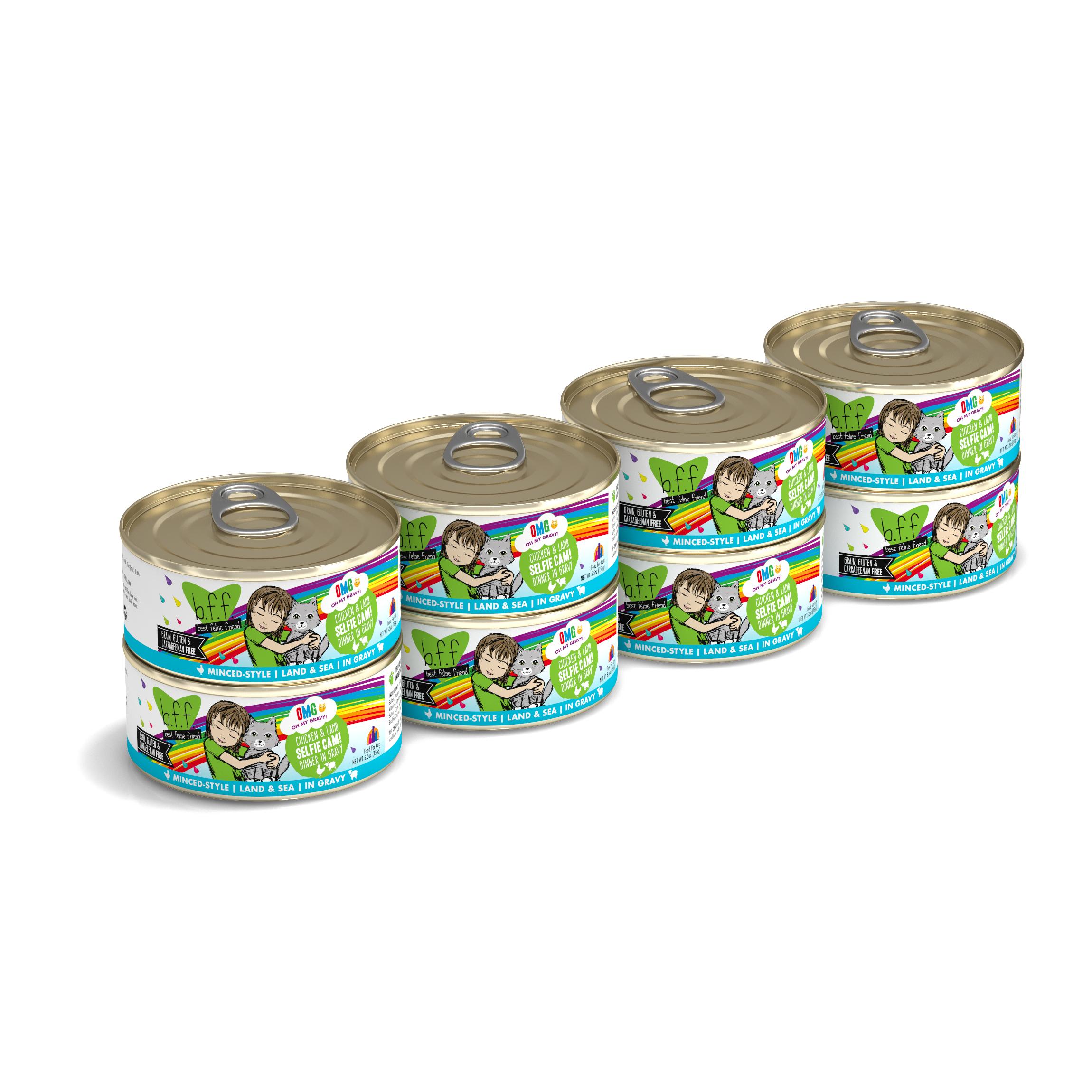 BFF Oh My Gravy! Selfie Cam! Chicken & Lamb Dinner in Gravy Grain-Free Wet Cat Food, 5.5-oz, case of 8 (**)