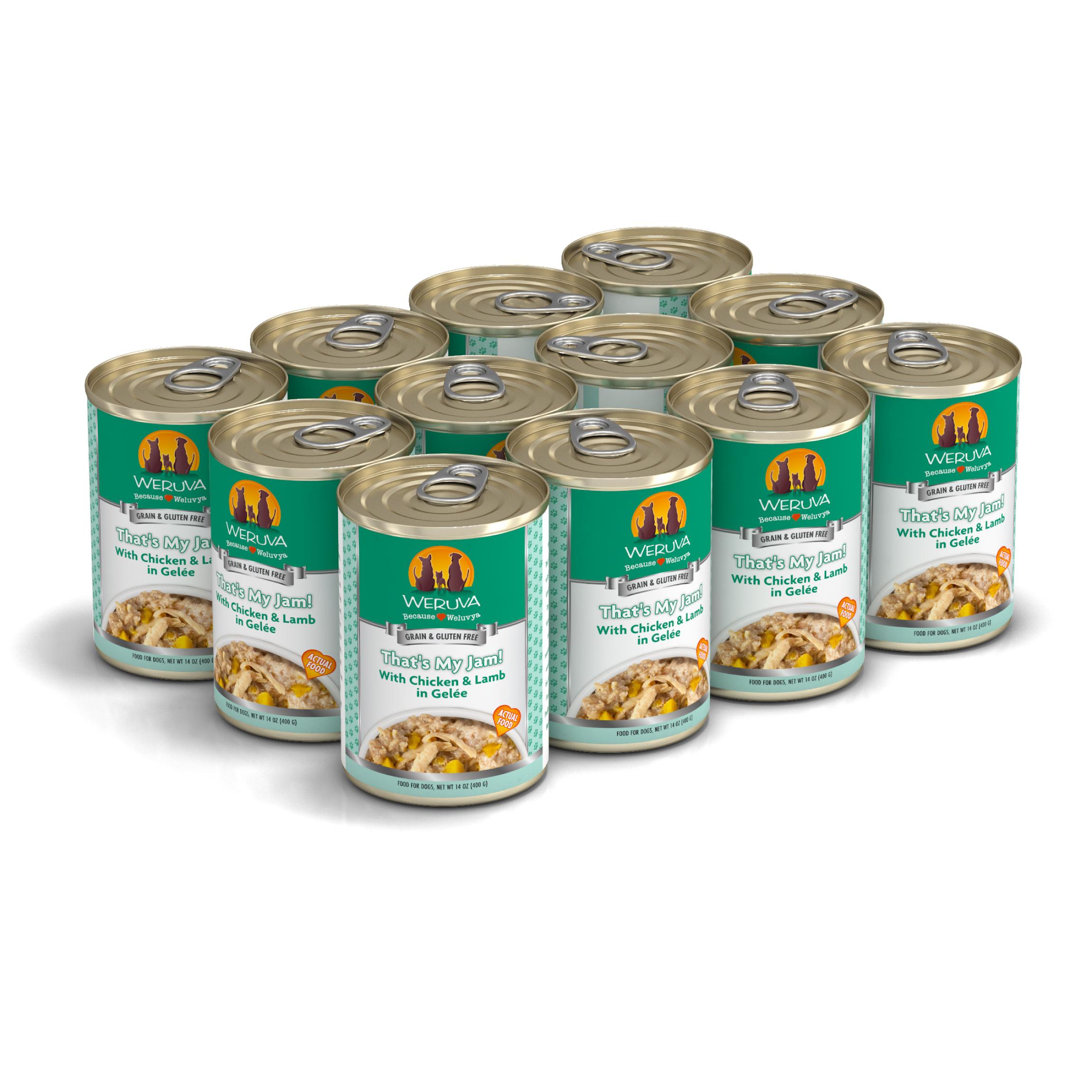 Weruva Dog Classic That's My Jam! With Chicken & Lamb in Gelee Grain-Free Wet Dog Food, 14-oz, case of 12 (**)