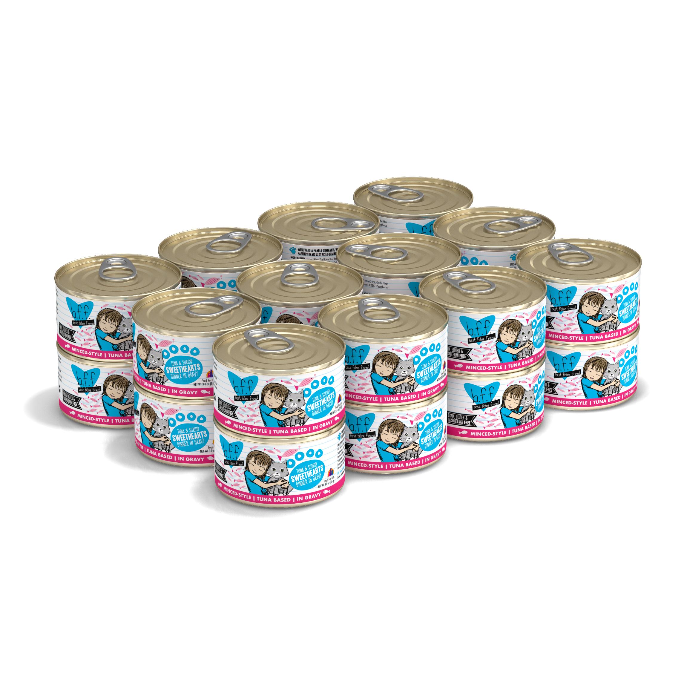 BFF Originals Sweethearts Tuna & Shrimp Dinner in Gravy Grain-Free Wet Cat Food, 3-oz, case of 24 (**)