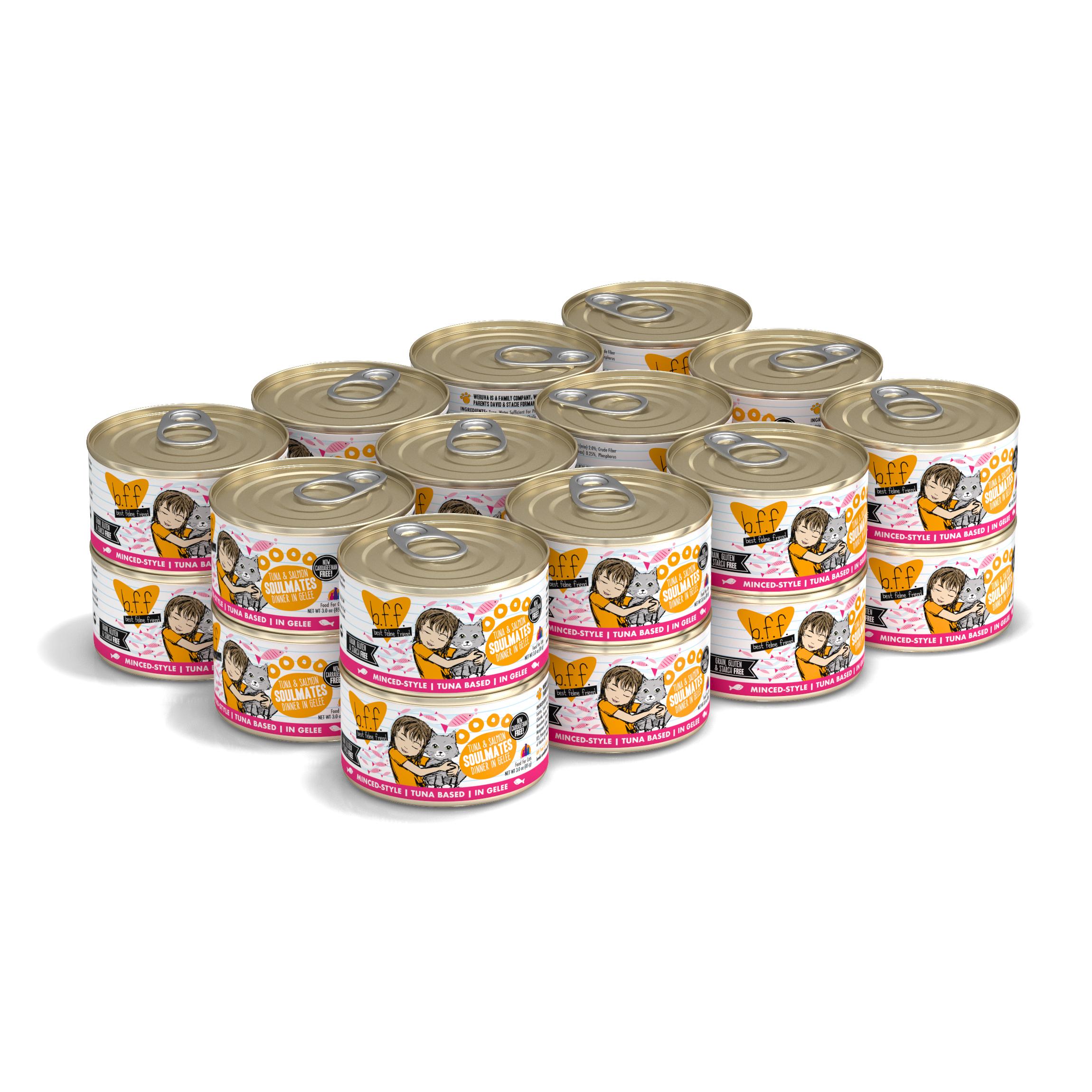 BFF Originals Soulmates Tuna & Salmon Dinner in Gelee Grain-Free Wet Cat Food, 3-oz, case of 24 (**)