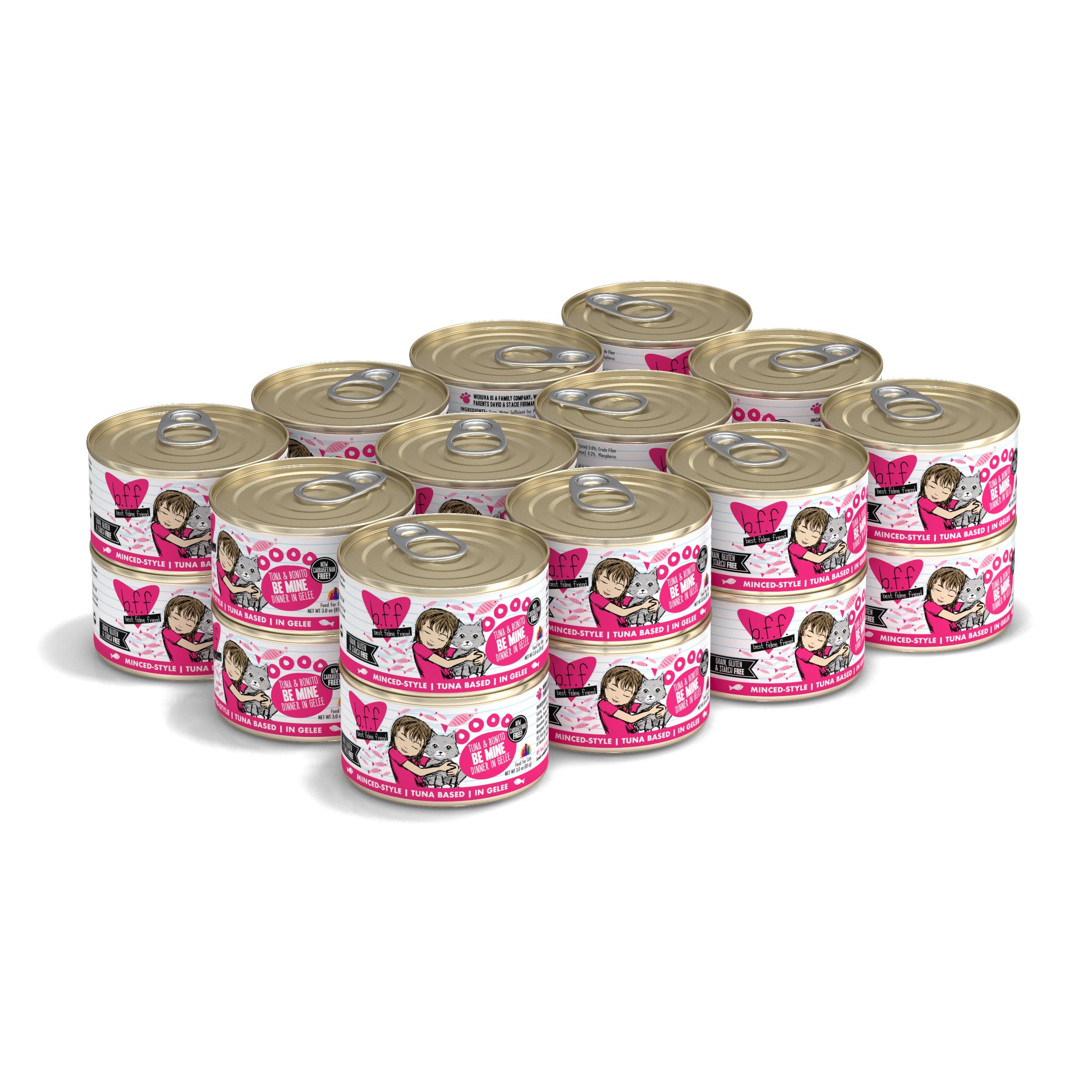 BFF Originals Be Mine Tuna & Bonito Dinner in Gelee Grain-Free Wet Cat Food, 3-oz, case of 24 (**)