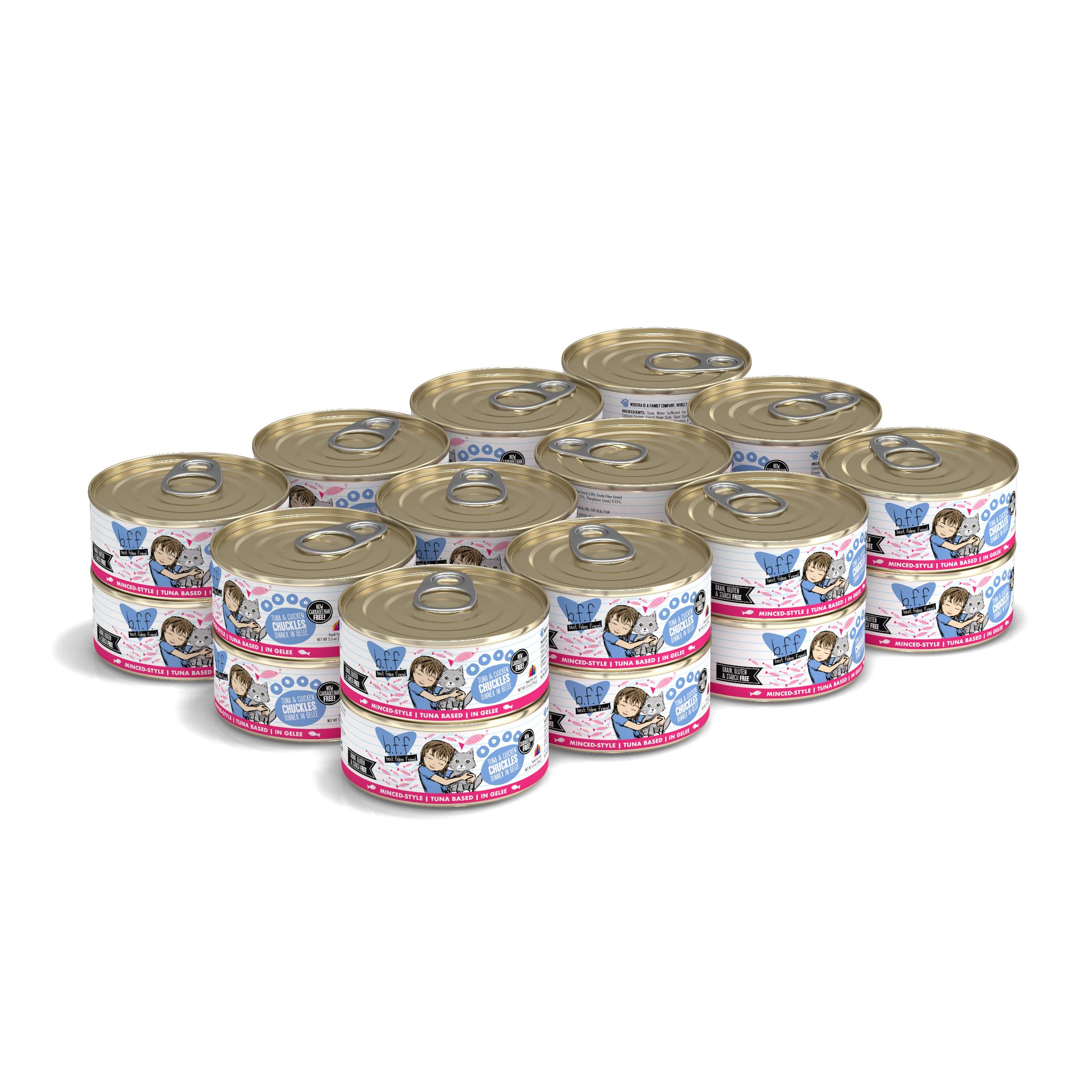 BFF Originals Chuckles Tuna & Chicken Dinner in Gelee Grain-Free Wet Cat Food, 5.5-oz, case of 24 (**)