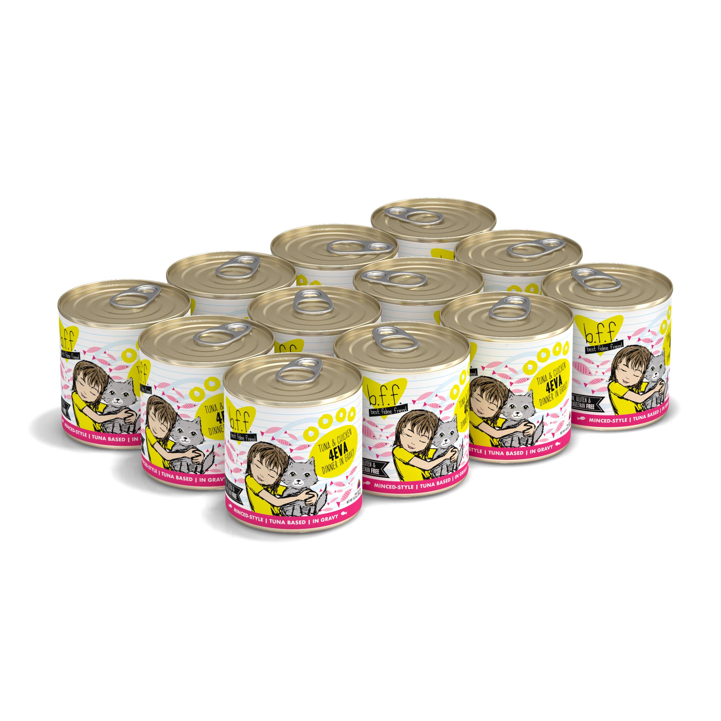 BFF Originals 4EVA Tuna & Chicken Dinner in Gravy Grain-Free Wet Cat Food, 10-oz, tray of 12 (**)